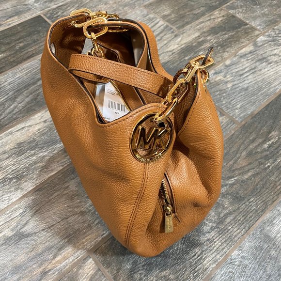 New Michael Kors Brown Large Shoulder Logo Tote - Picture 7 of 8